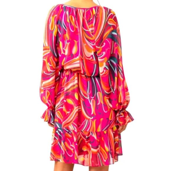 NWT Trina Turk Women's Printed Blouson Dress in Radio City Rose. Sz: Small - Picture 3 of 13